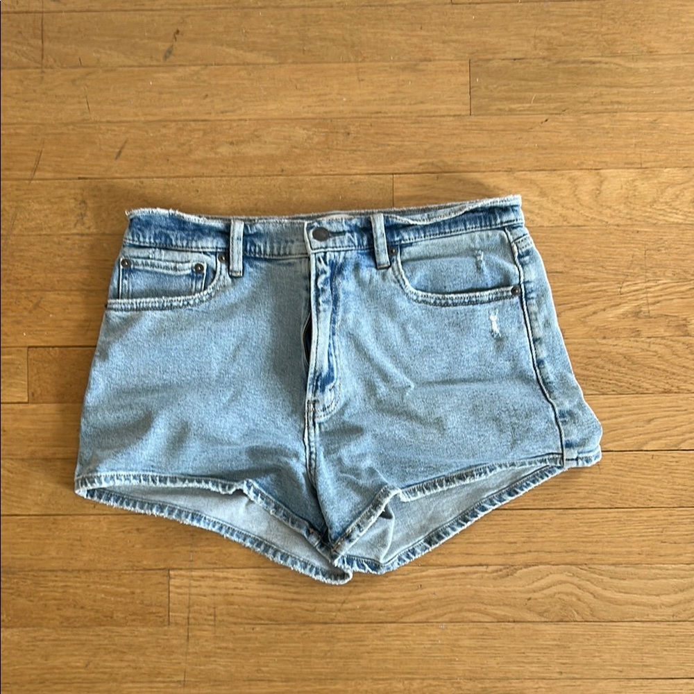 Abercrombie & Fitch Blue Jean Shorts Distressed High-Waisted